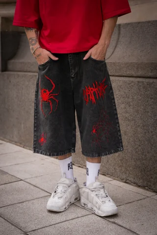 0615BNRE - BERMUDA BAGGY SPIDER RED - Vista 1